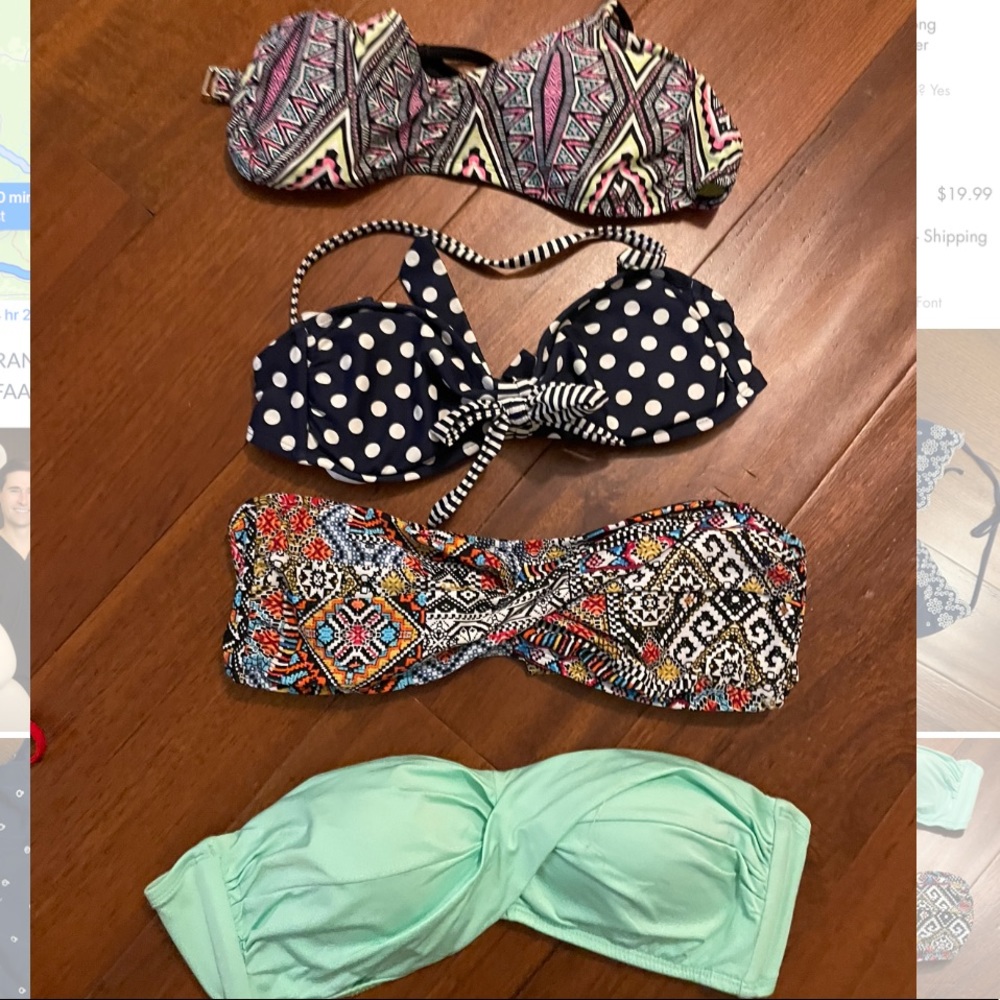 4 bandeau bikini tops-like new